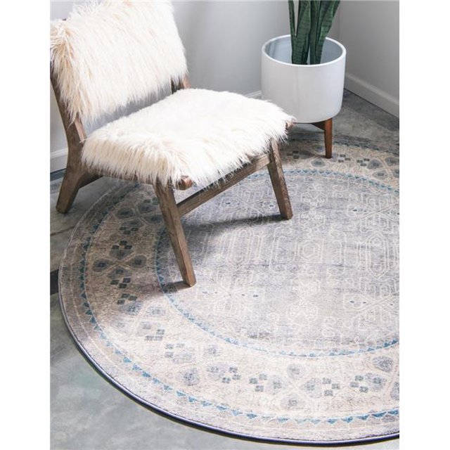 Unique Loom 3124817 6 x 6 ft. Aigen Salzburg Round Rug, Gray
