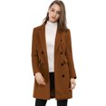thumbnail image 1 of INSPIRE CHIC Women's Notched Lapel Collar Double Breasted Mid Length Overcoat, 1 of 6