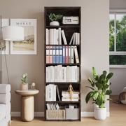 BeesClover Tall Bookcase Dresser, 6 Shelf Standing Bookshelf, 6 Tier Open Shelf Wooden Bookcase, Floor Standing Display Storage Shelves