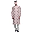 thumbnail image 1 of Atasi Mens Printed Modal Satin Indian Long Kurta With White Churidar Pajama Set, 1 of 1