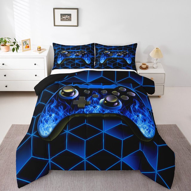 Kids Game Comforter Sets Toddler Size, Gamer Comforters & Duvets, Breathable 2-Piece