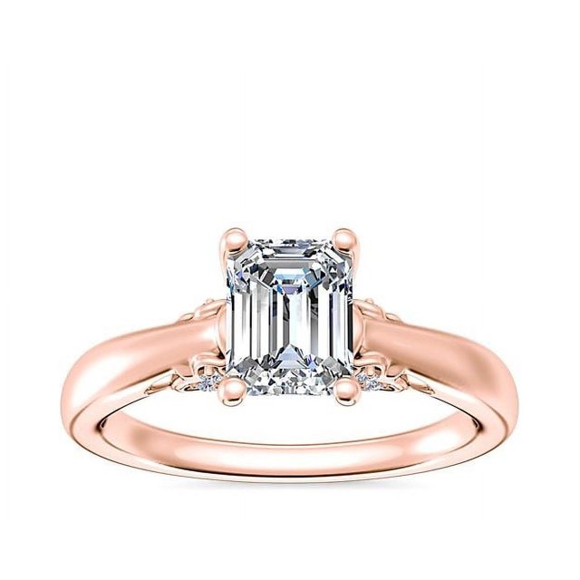 1.20 Carat Excellent Emerald Cut Real Diamond New Design Solitaire Ring for Wedding and Engagement Solid 14K Rose Gold Size 11