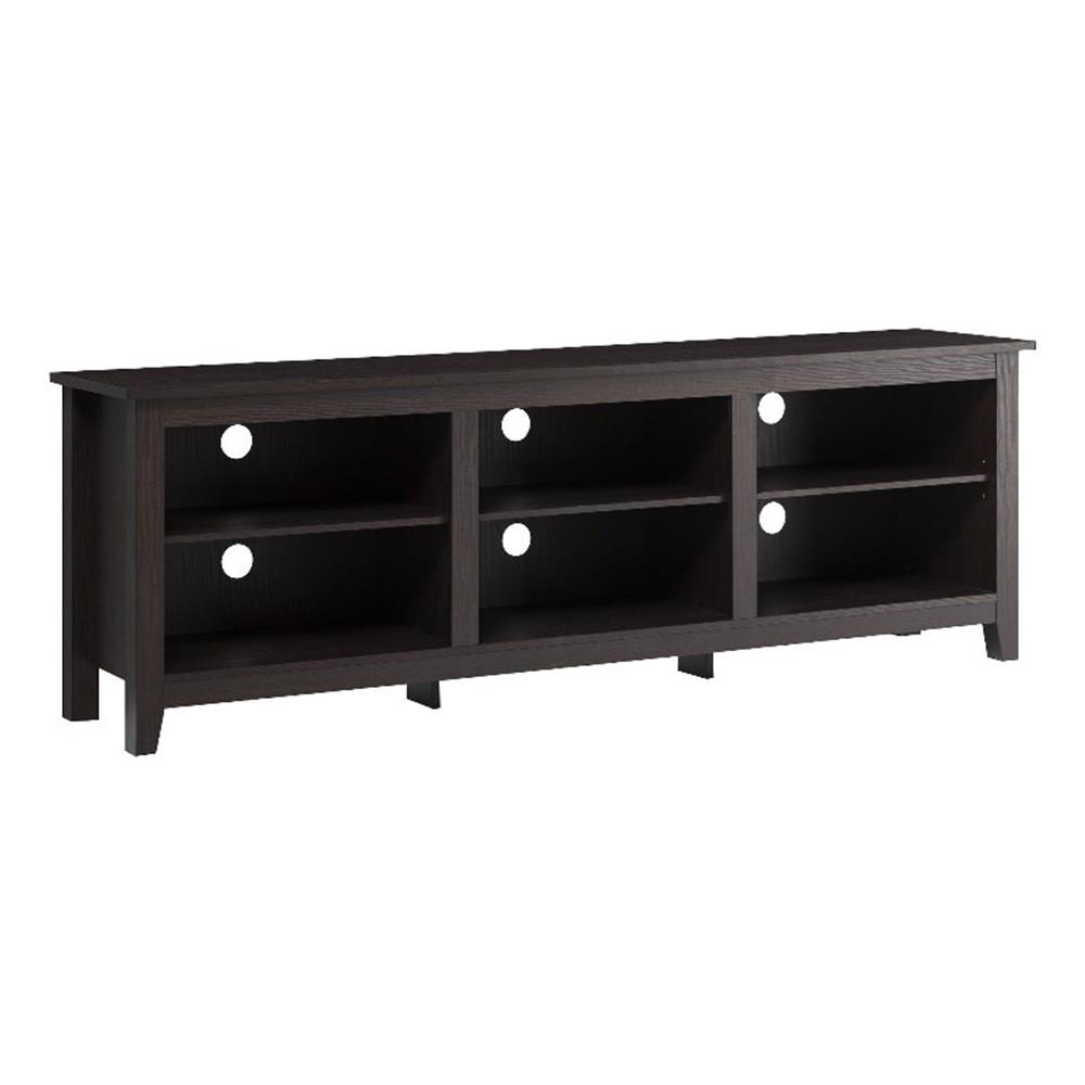 Pemberley Meuble Télé en MDF Espresso Rectangulaire avec Tablettes Ajustables 70 Pouces Non Assemblé