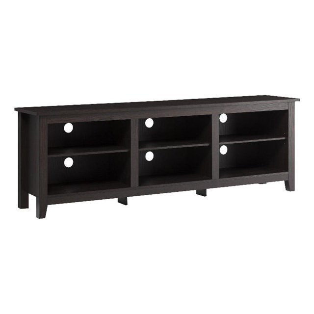 Pemberley Row MDF Espresso TV Stand Rectangular Adjustable Shelving 70" Unassembled