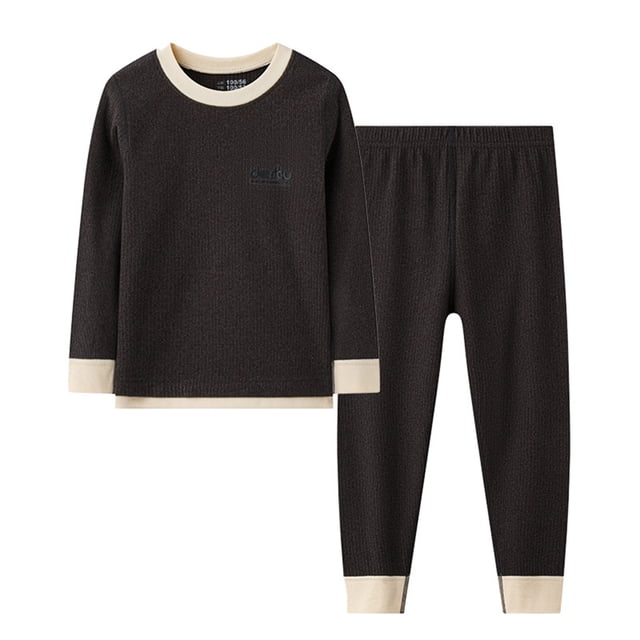 Jalioing Pyjama pour Enfants 2 Pcs T-Shirt à Col Ras du Cou et Pantalon Ensemble de Pyjama Garçons Filles Confortable Pyjama à Manches Longues