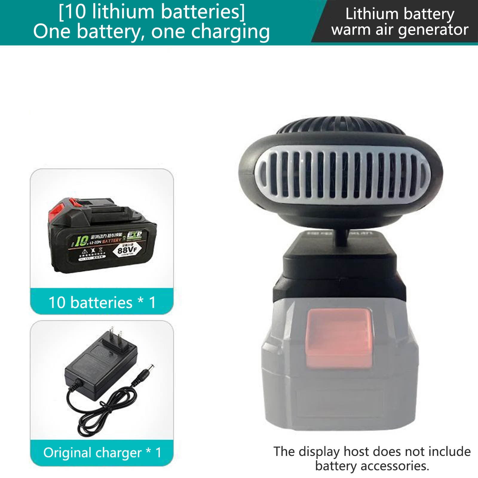 Uuiauoio Generic Car Heater Fan Portable Heater Car Window Defroster with Battery Charger,Battery Powered Space Heater for Small Areas with Anti Tilt Design Safe for Cars Office Indoor(10 batteries)