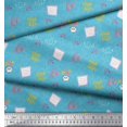 thumbnail image 2 of Soimoi Blue polyester Crepe Fabric Heart & Love Text Printed Craft Fabric by the Yard 52 Inch Wide, 2 of 5