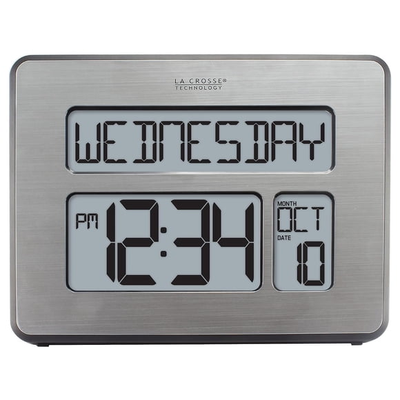La Crosse Technology C86279 Atomic Full Calendar Clock with Extra Large Digits for The Elderly, 11.25 in. x 2.10 in. x 12.00 in.