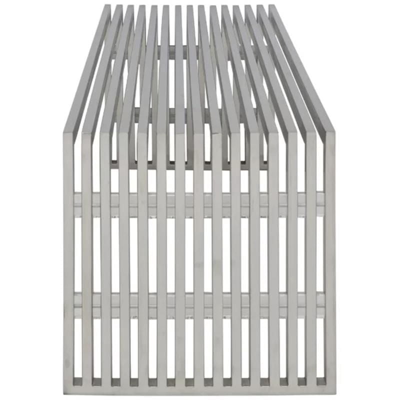 Vixey Medium Bench in Chrome, Metal Bench, Brushed Bench in Chrome, Medium Metal Bench, Entry Bench, Metal Modern Bench in Brushed finish