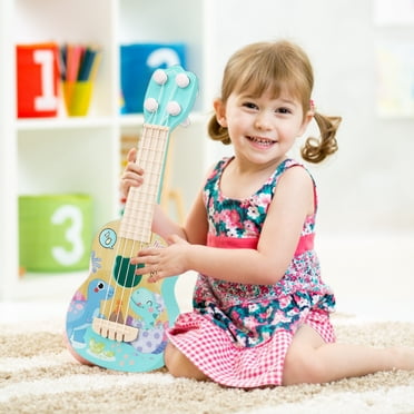 Pisexur Baby Toys Jouet Ukulélé pour Enfants avec Mignon Design de Personnage Guitare Mini 26 cm pour l'Éducation Musicale Précoce Accordage Ajustable Robuste et Sécuritaire pour Tout-Petits Poupées Bébé, Jouets de Voiture pour Garçons et Filles de 3 à 5 Ans