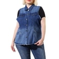 thumbnail image 1 of Agnes Orinda Gilet en Jean pour Femme Grande Taille Ourlet Brut Sans Manches Veste en Denim Mode 3X Dégradé Bleu, 1 of 8