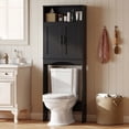 thumbnail image 2 of HOMCOM Armoire de Rangement au-Dessus de la Toilette Autoportante avec Armoire, Noir, 2 of 10