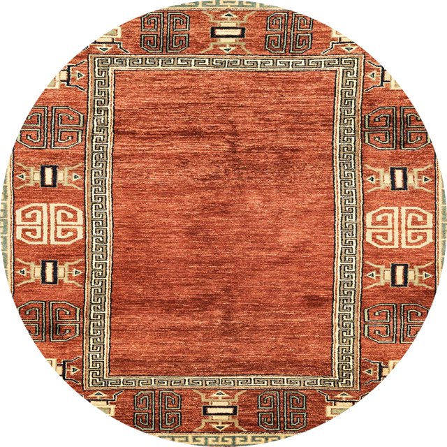 Ahgly Company Tapis d'Intérieur Ronds Abstraits Orientaux Rouges, 5 Pieds Rond