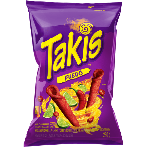 Takis® Fuego Spicy Chili Pepper and Lime Rolled Tortilla Chips, 260g