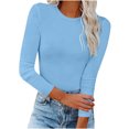 thumbnail image 1 of Qertyioot T-Shirt Blouse Basique Aguichant Moulante Extensible à Manches Longues pour Femme, Mode d'Automne, Hauts Unis, 1 of 7