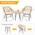 thumbnail image 2 of Gymax 3PCS Rattan Patio Bistro Set Conversation Furniture Set w/ White Cushions, 2 of 10