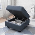 thumbnail image 2 of HONBAY Module d'Ottoman Carré en Velours pour Sofa Sectionnel Modulaire, Repose-Pieds avec Rangement, Bleu Marine, 2 of 4