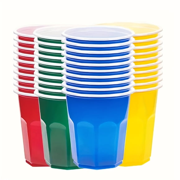 AMERTEER 80pcs 7oz Colorful Plastic Cups Plastic Cups Bulk Rainbow Disposable Cups Multi Color Plastic Cups Party Drinking Assorted Colors Cup for Party Wedding Special Events Celebration