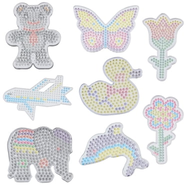 8PCS Fuse Beads Board Clear Plastic Fuse Beads Pegboard with Colorful Cards