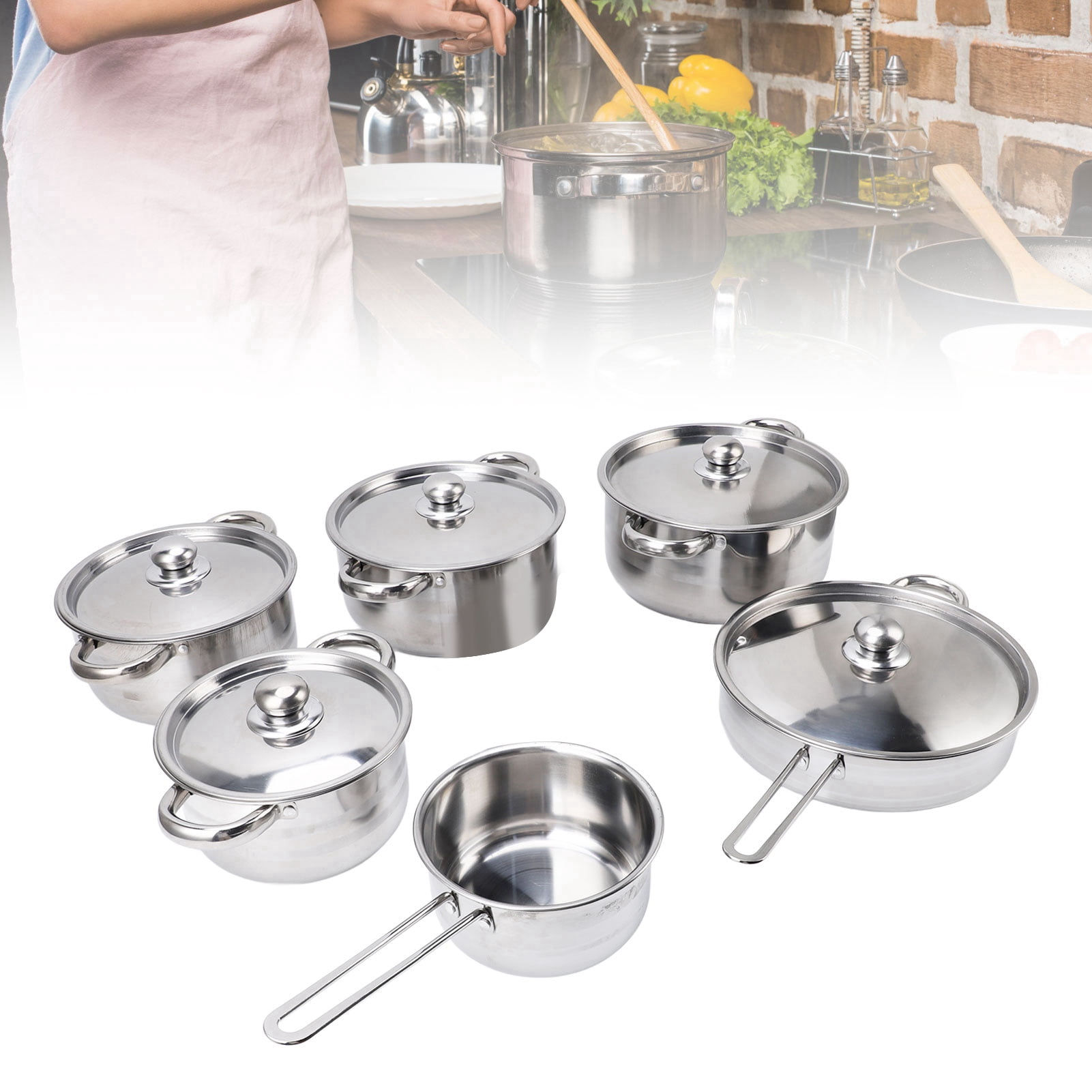 Cookware Set, Heat Resistant 7 Piece Cookware Set Multifunctional Stainless Steel  for Cooking