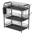 thumbnail image 4 of Amdohai 3-Tier Rustproof Dish Drying Rack Carbon Steel Dish Rack Multifunctional Organizer Dish Drainer with Drainboard Hooks Utensil Holder, 4 of 8