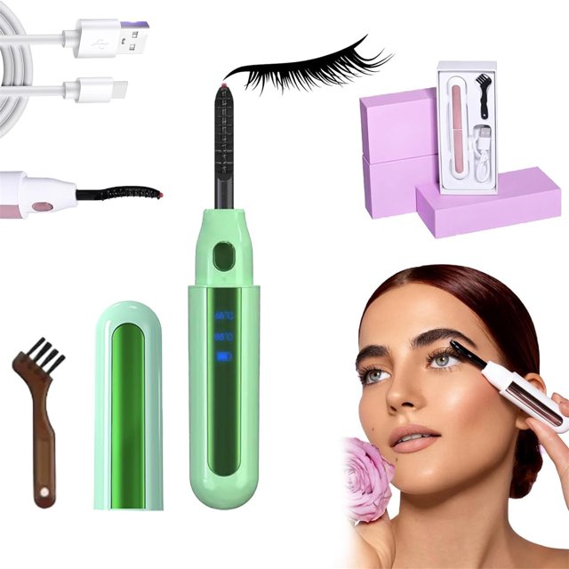 Curler Heated Eyelash Curler Eyelash Curler Heated Eyelash Curler Lash Curler Eyelash Curler 3 Heating Modes Led Display Usb Rechargeable Makeup Tools,Green Beauty Equipment