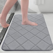 Bathroom Rugs Mat, Xinsrenus Soft Microfiber Absorbent Bath Rugs, Non-Slip Quick Dry Machine Washable Bath Mats for Bathroom Floor Tub Shower Living Room Bedroom Kitchen 16x24in, Gray