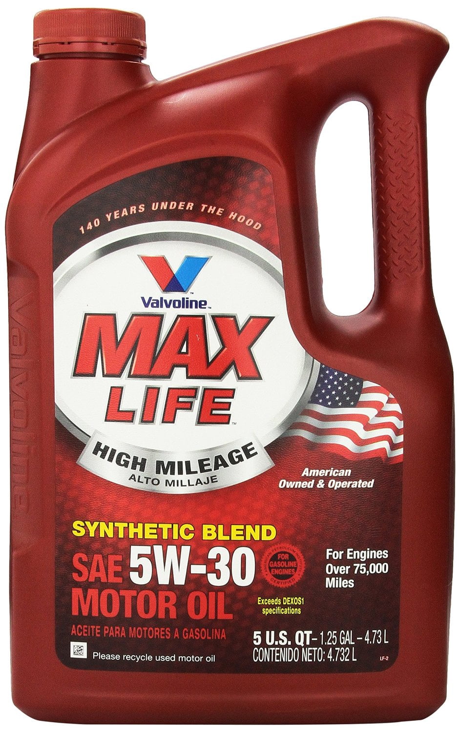 Valvoline 782256 Oil MaxLife (R) SAE 5W-30; Synthetic Blend; 5 Quart Jug; Single