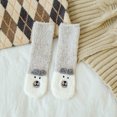 thumbnail image 4 of TIEVOSA Winter Women Coral Socks Middle Tube Cute Home Stocking（Grey）, 4 of 5