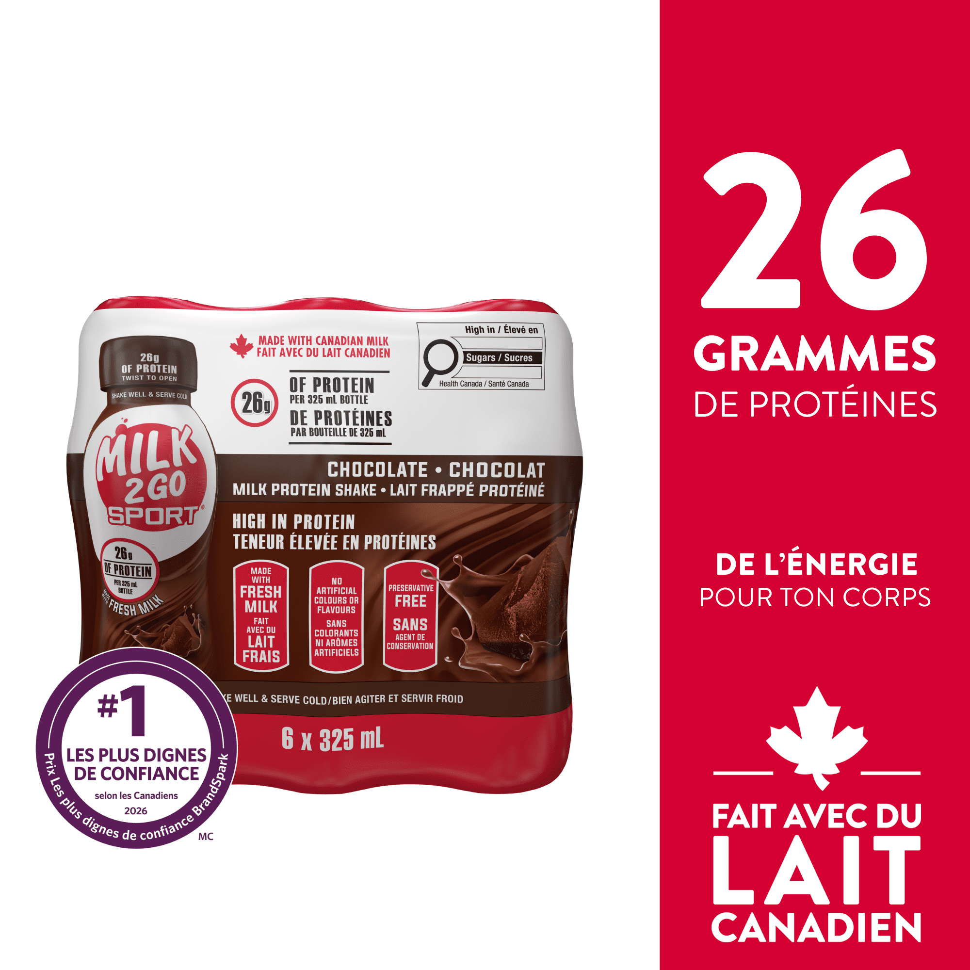 Boisson de protéine du lait au chocolat Lait's Go Sport