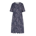 thumbnail image 3 of UPPADA Womens Summer Floral Dresses Casual Bohemian Crewneck Ruffles Long Maxi Dress Elegant Ladies Short Sleeve Beach Dresses,Robe Ete Pour Femme Taille Plus Navy,XXXL, 3 of 5