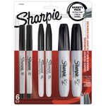 Sharpie Permanent Pack de marques de variétés, avec des marques fines, ultra-fines, et point de chisel, noir, 6 Nombre