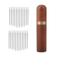 thumbnail image 2 of 24x Self Threading Needles with Wooden Needle Case Brown_Silver Needles, 2 of 9