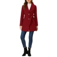 thumbnail image 2 of INSPIRE CHIC Manteau Trench Long pour Femme, Mignon, Col Rabattu, Simple Boutonnage, Ceinturé, m Rouge Foncé, 2 of 6