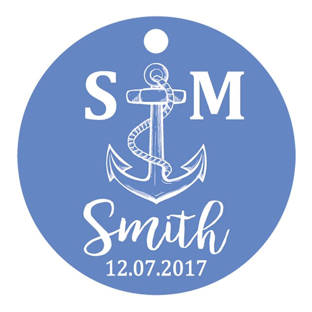 100 Pcs Initiale Personnalisée avec Ancre Cadeau de Faveur de Mariage Papier Tags Fait sur Mesure Rond Hang Tags