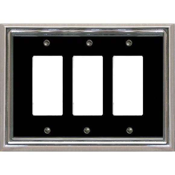 Atron Electro Industries Estate Black on Chrome Triple Rocker Wall Plate