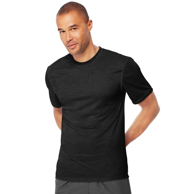 Hanes Cool DRI TAGLESS Men`s T-Shirt, S, Black Heather