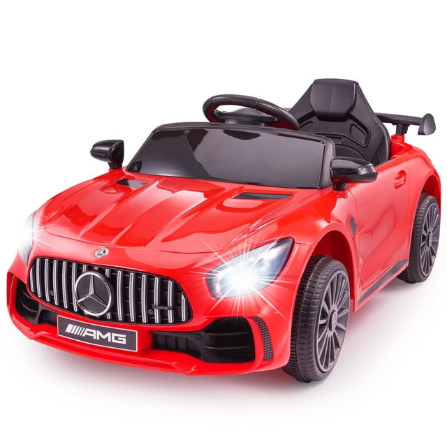 VOLTZ TOYS Licensed Mercedes-Benz AMG GTR 12V Kids Ride On Car - Electric Sports Car with Remote Control, LED Lights & Music - Red