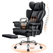 COOLHUT Big and Tall Office Chair, High Back Ergonomic Computer Desk Chair with Footrest, PU Leather Executive Chair, Large Home Office Chair with Soft Lumbar Pillow, Reclining Chair, 500LBS