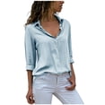 thumbnail image 1 of Timegard Button down Shirts for Women Plus Size Chiffon Lapel Neck Long Sleeve Tops Work Office Blouse, 1 of 6