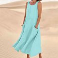 thumbnail image 1 of Jsaierl Robes d'Été pour Femmes 2024 Robe Sans Manches en Coton et Lin Robe Décontractée de Couleur Unie Robe à Col en V Coupe Ample Longues Robes, 1 of 5