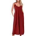 thumbnail image 1 of LSLJS Robe d'Été Décontractée Aguichant pour Femme, Sans Manches, à Col Rond, Unie, avec Fente, Grande Taille, 1 of 4