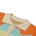 thumbnail image 3 of Cardigan Court à Boutons pour Femmes, Manches Longues, Tricot à Blocs de Couleur, Col à Revers, Tenue de Printemps et d'Automne, 3 of 6