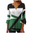 thumbnail image 1 of Birdeem T-Shirt Mode Imprimé pour Femmes Manches 3/4 Blouse Col en V Hauts Décontractés, 1 of 12