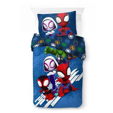 Spidey & his Amazing Friends Kids 2-Piece Twin/Full Reversible Comforter and Pillowcase Set