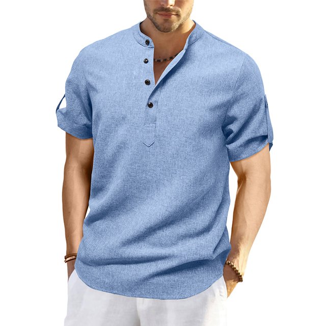 Kaemgyyd Men's Henley Shirts Stylish Short Sleeve Casual Button Tops Lightweight Solid Color Classic Basic Tee
