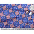 thumbnail image 3 of Soimoi Blue Poly Georgette Fabric Diamond Geometric Print Fabric by the Yard 42 Inch Wide, 3 of 5