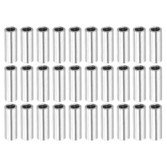 Uxcell Round Coupling Nut Threaded Sleeve Connector Rod Bar Stud Tube Pack 15mm 30