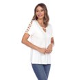 thumbnail image 3 of White Mark Women's 2-Pack White Keyhole Cutout Round Neckline Short Sleeve Top, 3 of 5