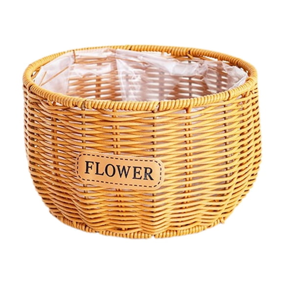 Panier Floral en Rotin Imitation Tressé à Deux Anses, Panier de Rangement Ovale pour Décoration de la Maison et Article
